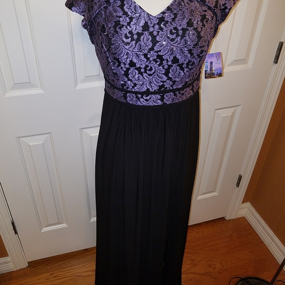 Nightway formal dress, lilac blk, size 8, 10 - Picture 5 of 7